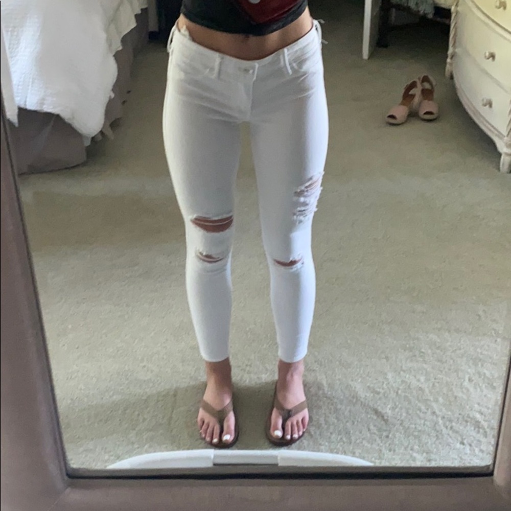 White Low Rise Hollister Skinny Jeans